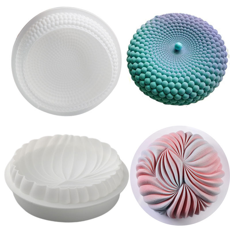 Zyliss Kitchen Gadgets - รอบมูสเค้กสําหรับเบเกอรี่ขนาดใหญ่ Dunes แม่พิมพ์ซิลิโคน 3D เรขาคณิตไข่มุก Pastry