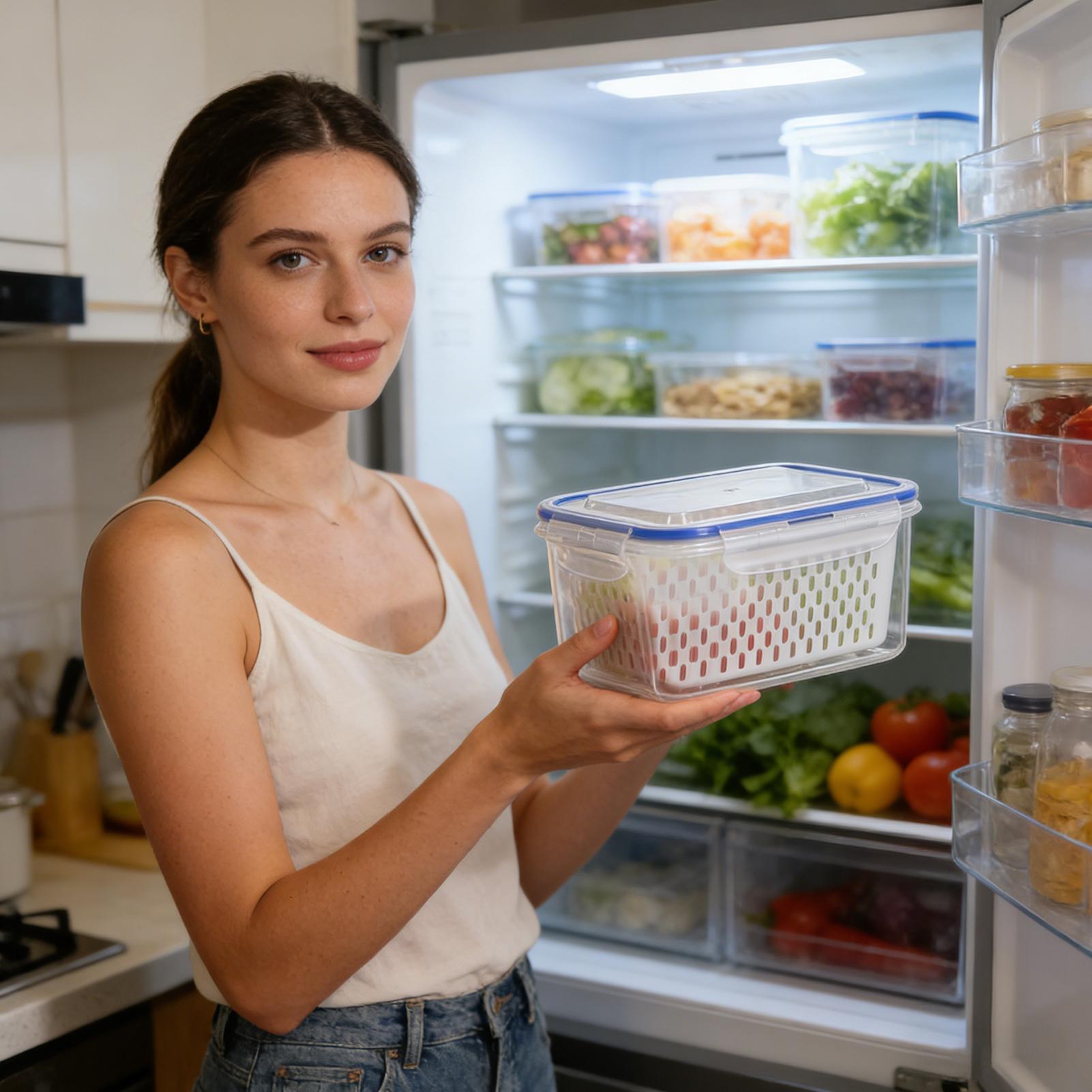 Food Storage Containers - กล่องเก็บอาหาร 4 in 1 กล่องใสกันรั่วซึม 4