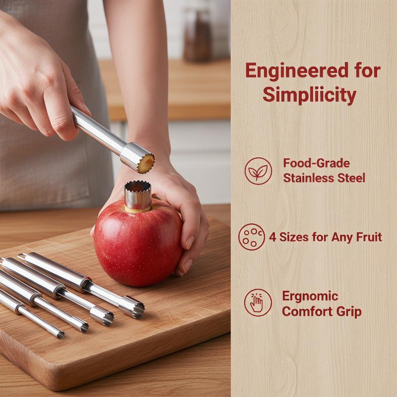 Kitchen Gadgets & Toys - ที่คว้านเมล็ดผลไม้ 4 ชิ้น อุปกรณ์ครัว สแตนเลส เครื่องมือทำครัว