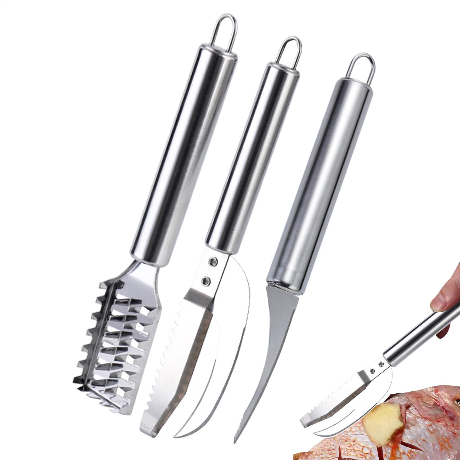 Kitchen Gadgets For Seniors - มีดขูดเกล็ดปลา ที่ขูดเส้นกุ้ง สแตนเลส สำหรับทำความสะอาดปลา แปรงขัดหนังปลา ที่คีบ