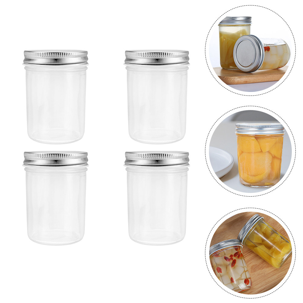 Food Storage Containers - ชุดโหลแก้วสำหรับเก็บแยม 4 ชิ้น ป้องกันความชื้น ป้องกันฝุ่น ป้องกันแมลง