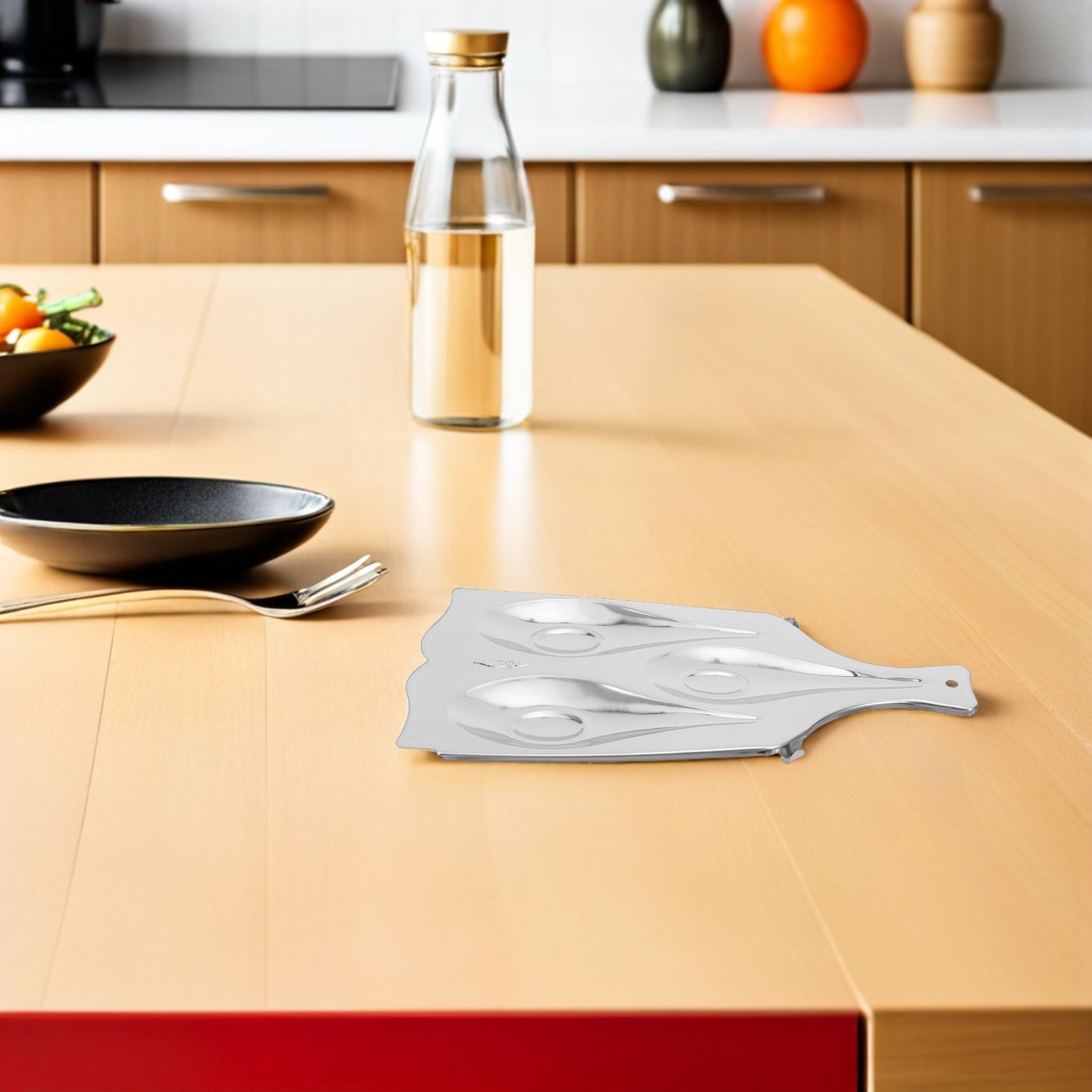 Kitchen Gadgets Under 100 - ที่วางช้อนสแตนเลสแบบสามช่องสำหรับวางบนเคาน์เตอร์ครัว ใช้จัดเก็บอุปกรณ์ครัว เช่น ตะหลิว ทัพพี ส้อม