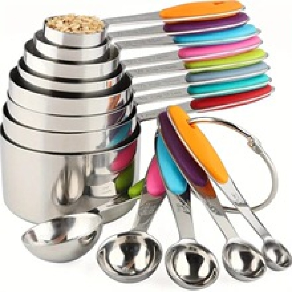 Kitchen Gadgets I Need - ชุดเครื่องมือวัดสำหรับครัวมืออาชีพ ถ้วยและช้อนสแตนเลส อุปกรณ์ทำขนม พร้อมมาตรวัดที่แม่นยำ สำหรับความต้องการในการทำอาหารประจำวัน