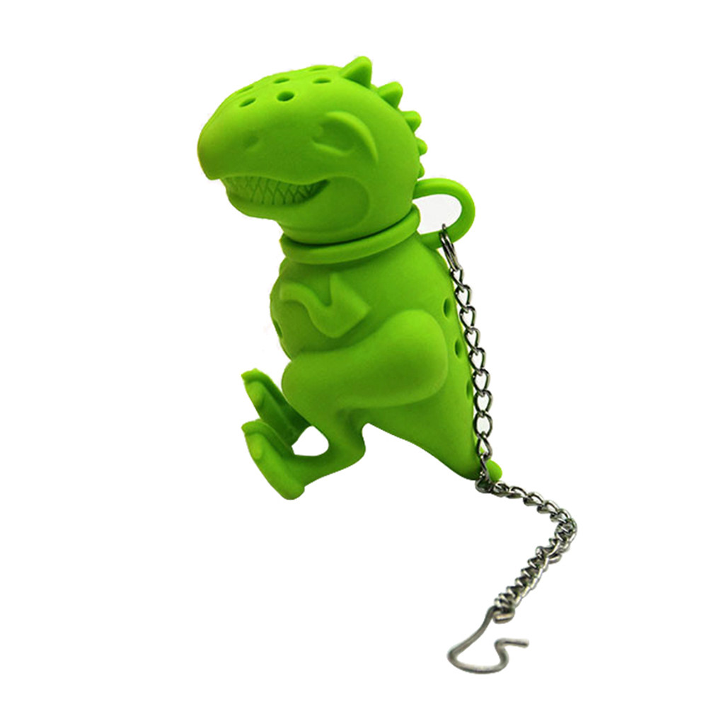Kitchen Gadgets Green - ที่กรองชาซิลิโคนรูปไดโนเสาร์สีเขียว ที่กรองชาแบบใบหลวม รูปทรงตลก ที่กรองชา อุปกรณ์ครัวสำหรับดื่มชา
