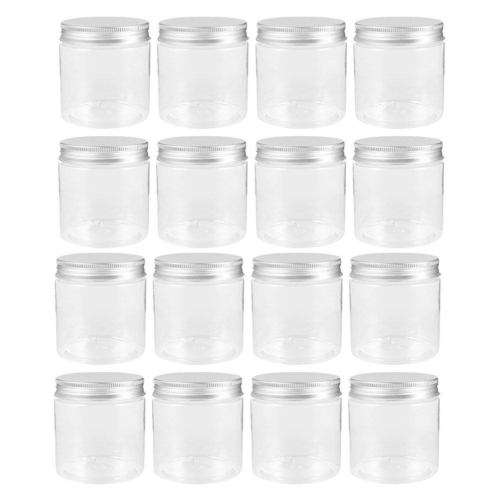 Food Storage Containers - ชุดโหลแก้วใสสำหรับใส่ของใช้ในบ้าน จำนวน 20 ชิ้น พร้อมฝาปิดอะลูมิเนียมสีเงินแบบมีซีล ขนาดกะทัดรัด