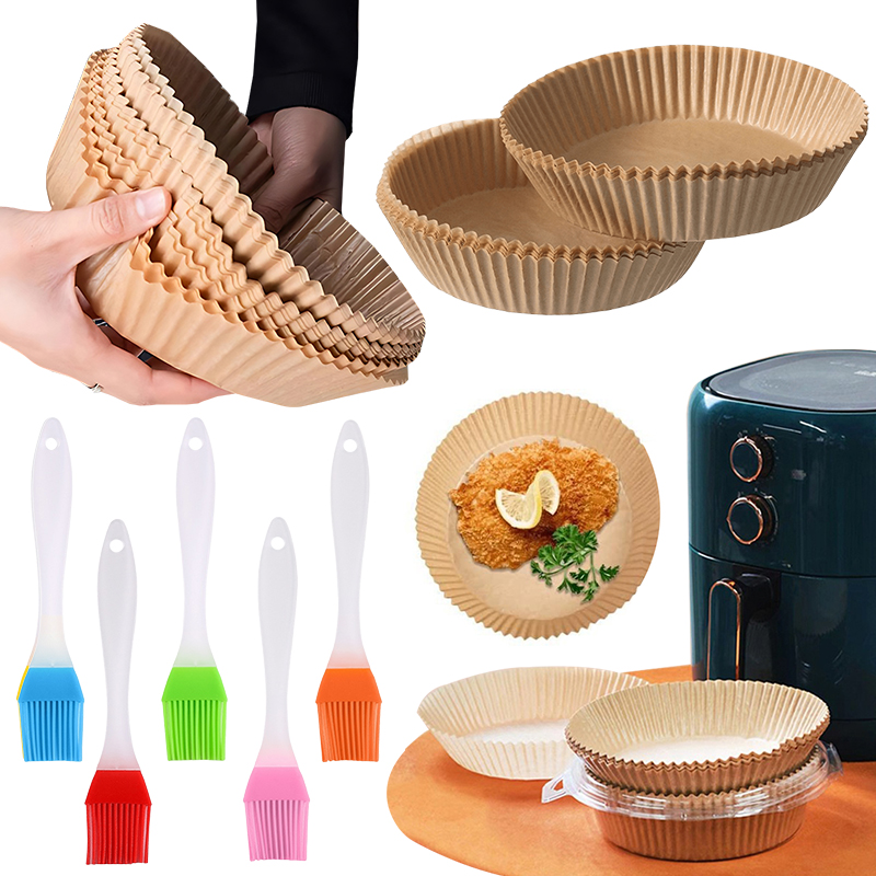 Kitchen Gadgets Set - 50/100PCS Air Fryer กระดาษสีสุ่มแปรงน้ํามัน 16 ซม./18
