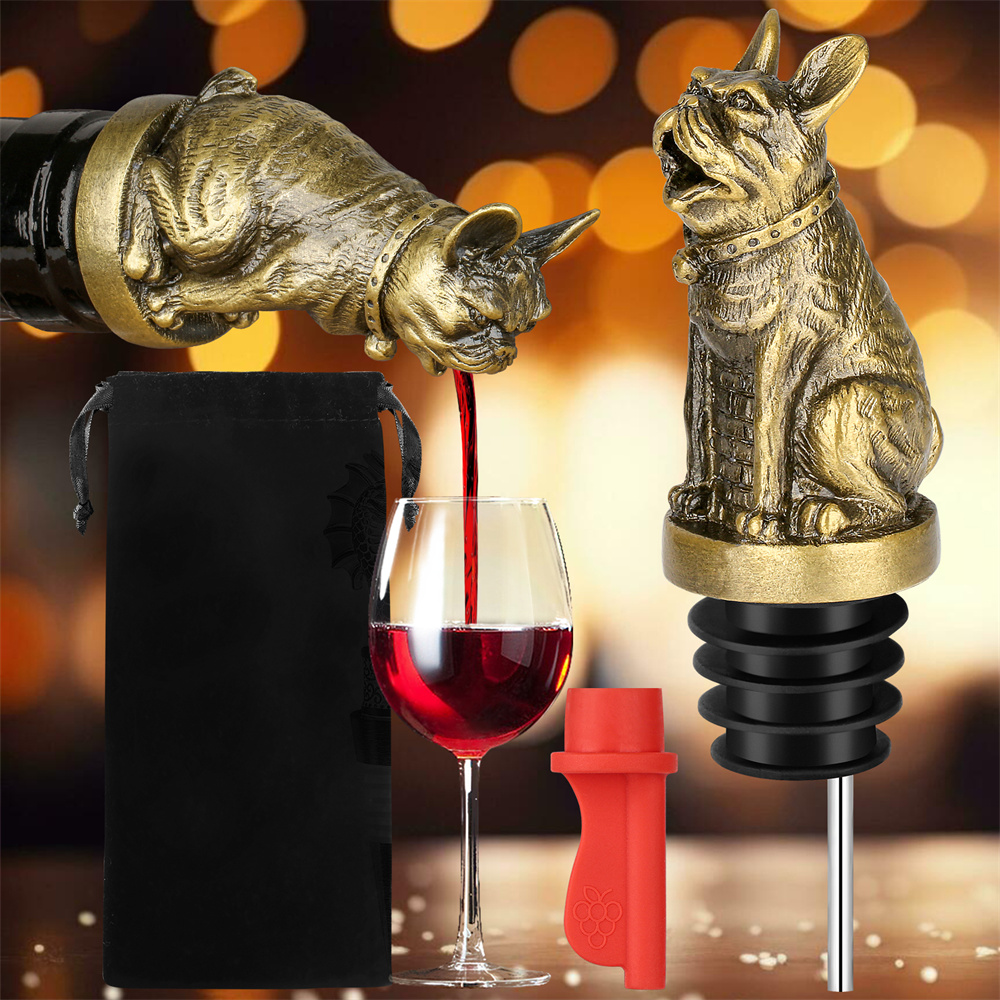 Zyliss Kitchen Gadgets - น่ารัก French Bulldog ไวน์ Pouer ขวดแชมเปญขวดเครื่องดื่มซีลสูญญากาศงานแต่งงานเครื่องมือห้องครัว