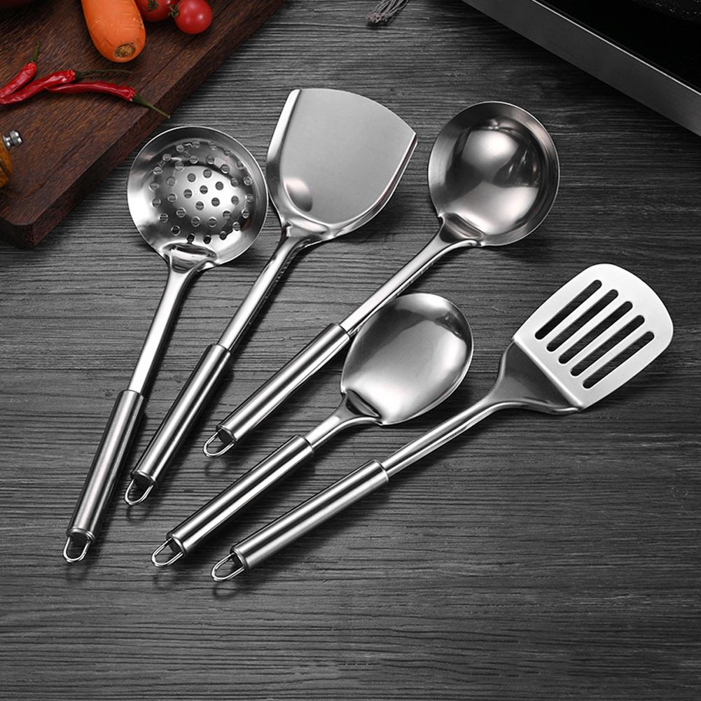 Kitchen Gadgets Under 100 - ชุดอุปกรณ์ครัวสแตนเลส 5 ชิ้น/ชุด ตะหลิวอเนกประสงค์ ช้อนตักข้าว ทัพพี