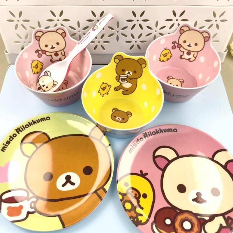 Kitchen Gadgets Set - ชุดจานพิมพ์ลายริลัคคุมะสุดน่ารัก ของตกแต่งบ้านแสนสวย ของขวัญแทนใจสำหรับเพื่อน