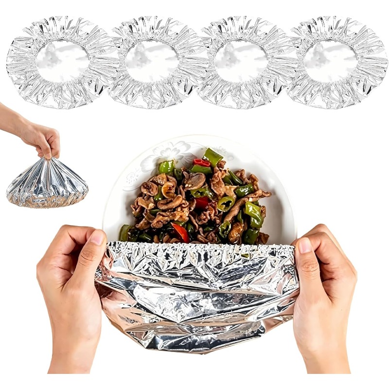 Kitchen Gadgets For Seniors - ฝาปิดชามอะลูมิเนียมฟอยล์แบบใช้ซ้ำได้ 10-50 ชิ้น สำหรับเก็บรักษาความสดในตู้เย็น ฝาปิดเก็บความร้อน อุปกรณ์เสริมสำหรับจัดเก็บในครัว